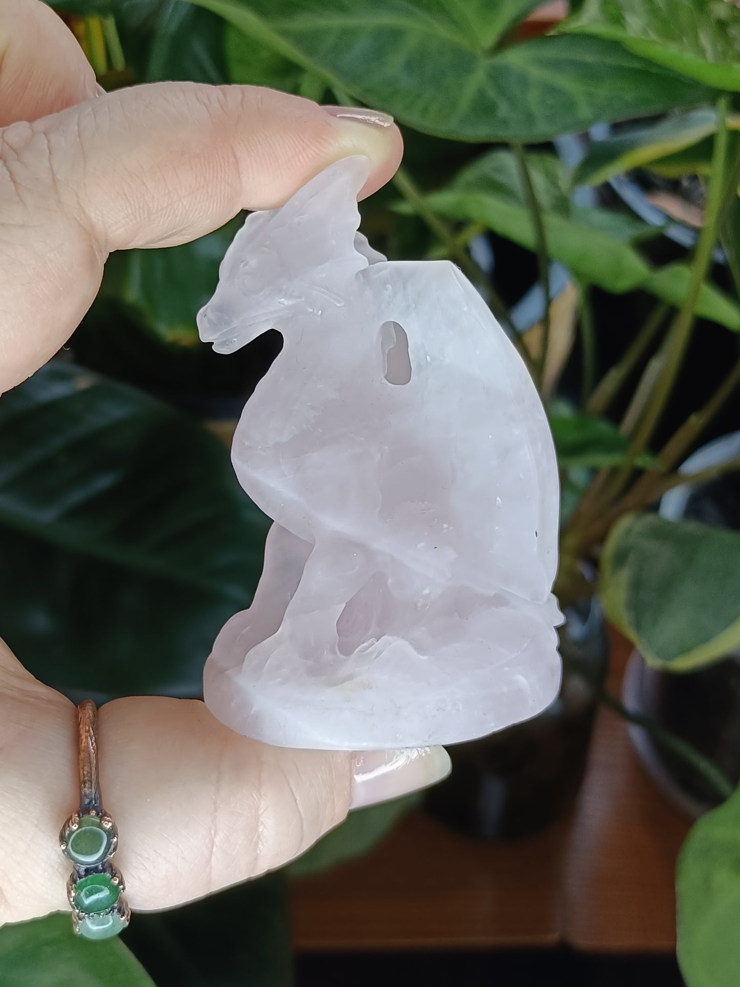 Rose Quartz Guardian Dragon Carving - 100g