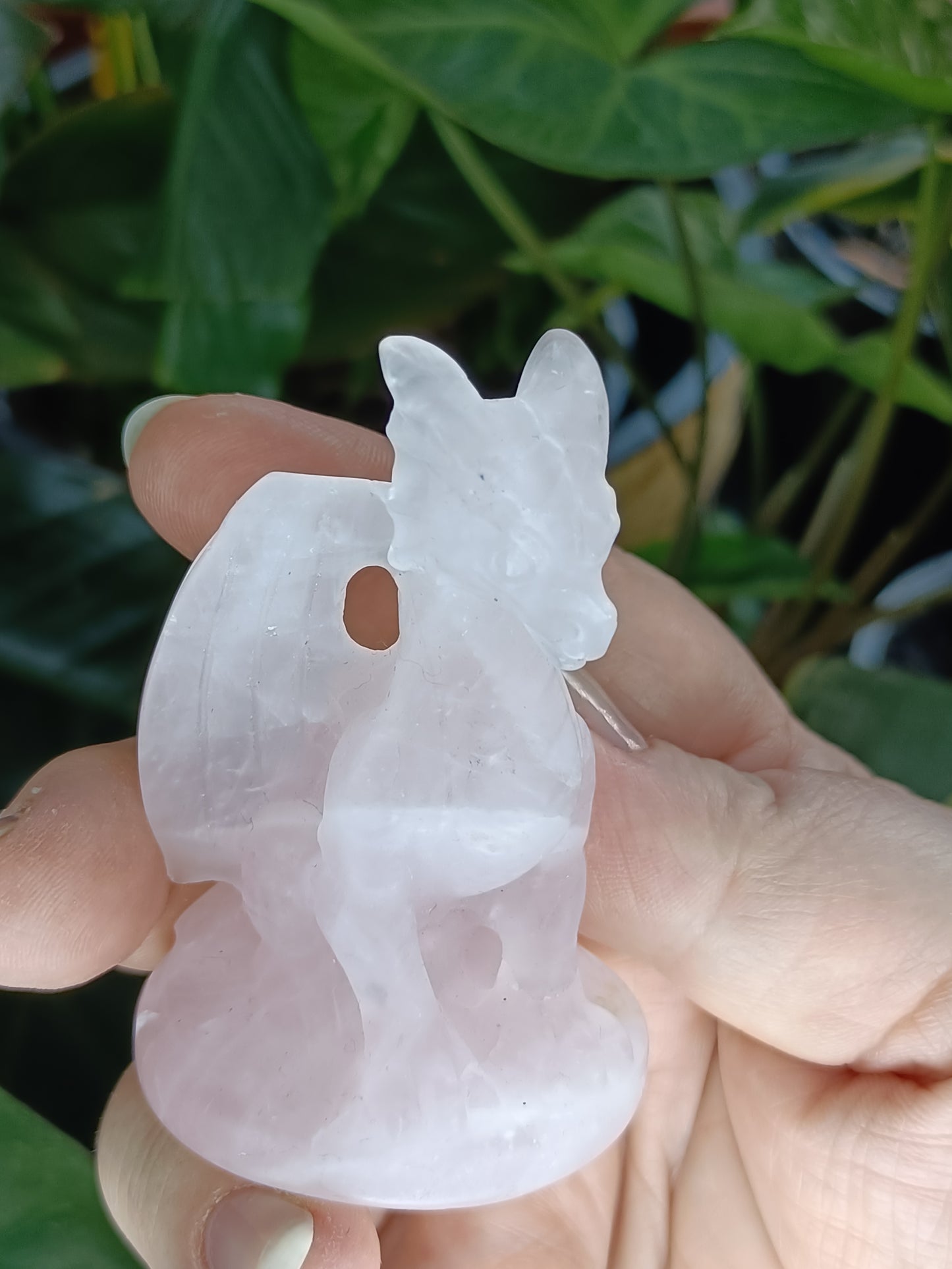 Rose Quartz Guardian Dragon Carving - 100g