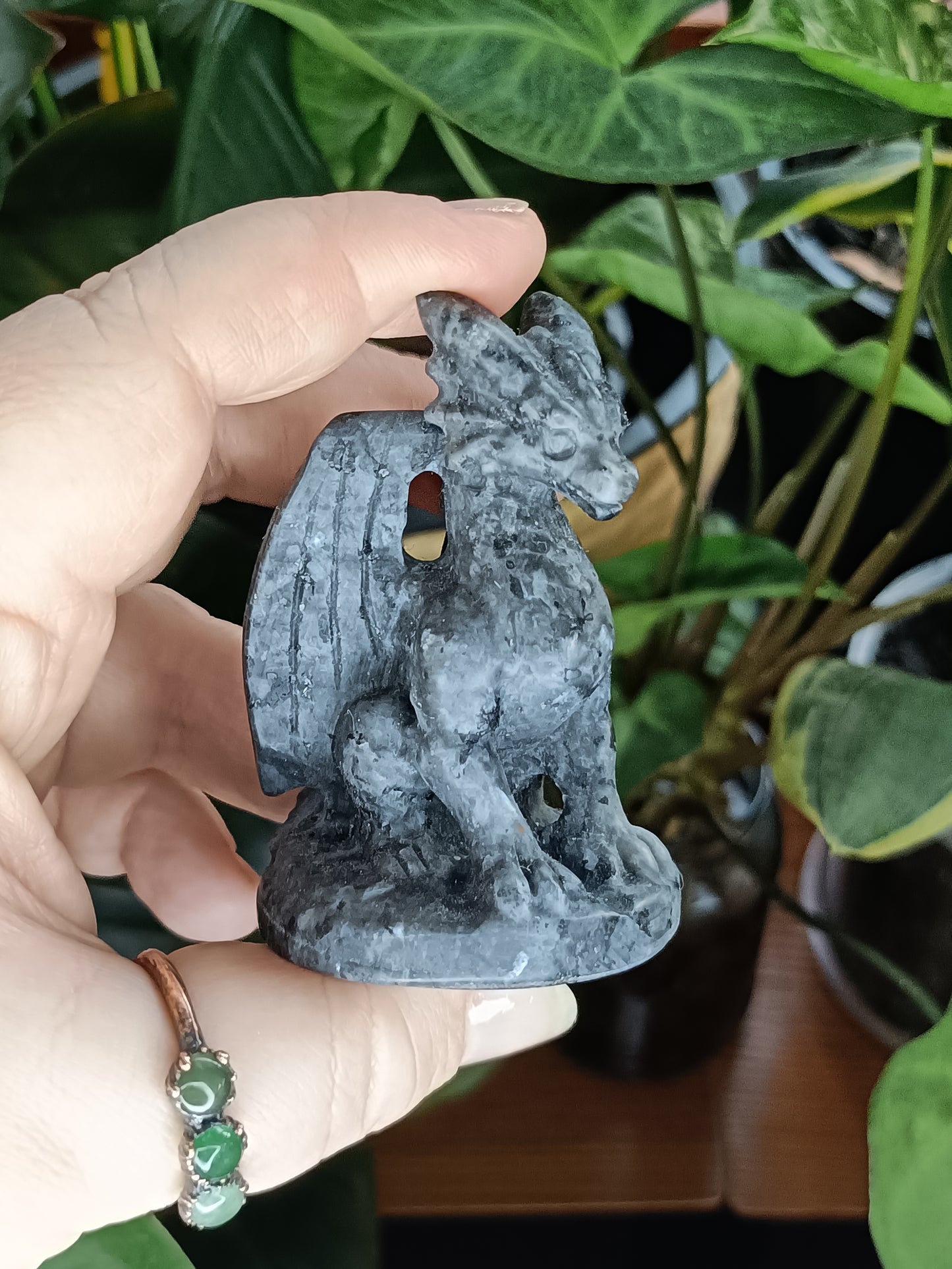 Larvikite Guardian Dragon Carving - 100g
