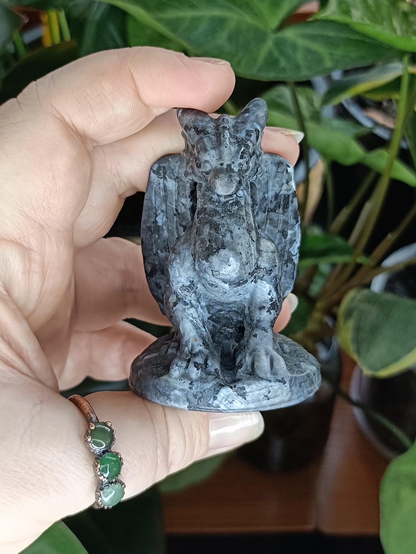 Larvikite Guardian Dragon Carving - 100g