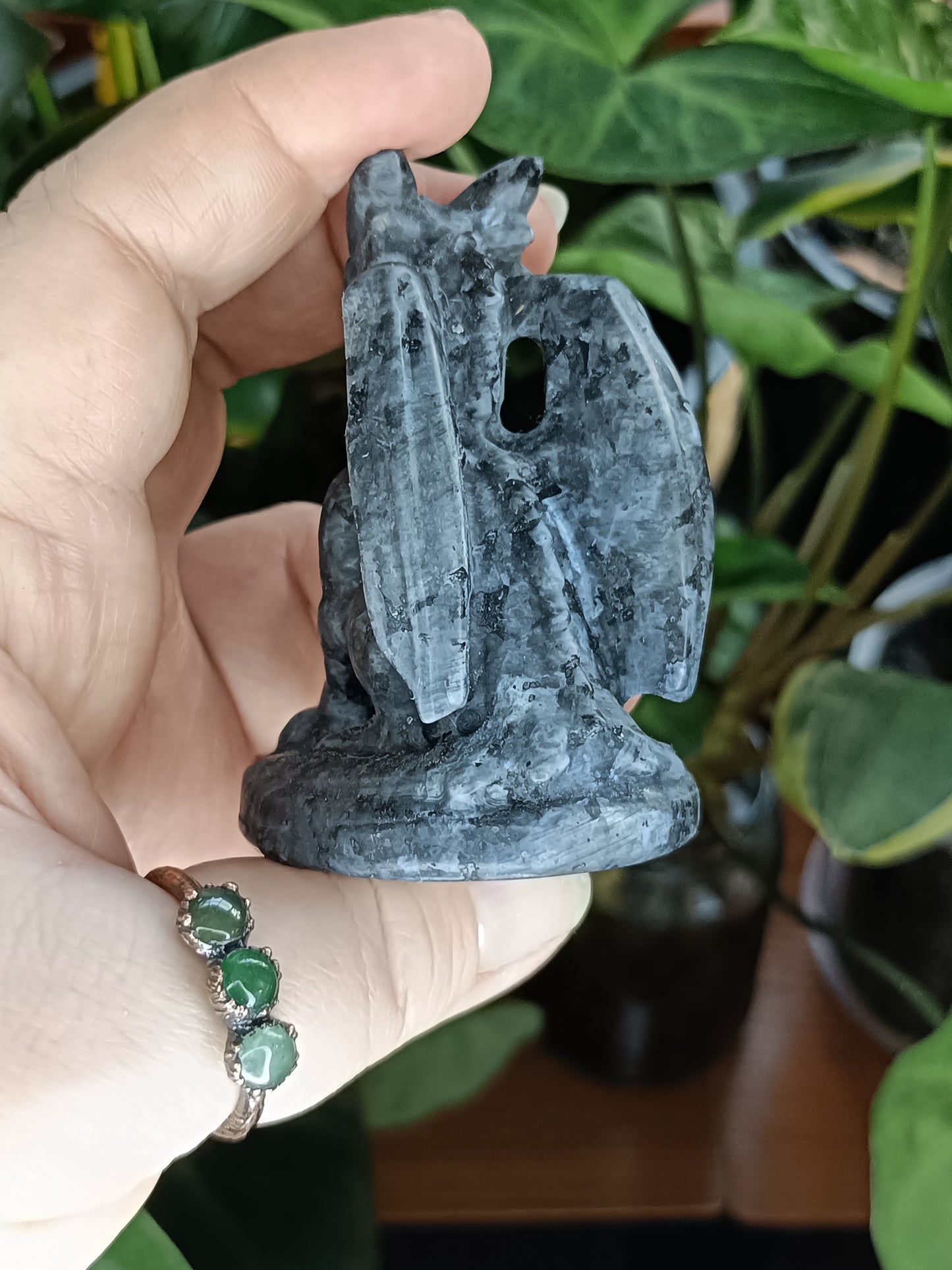 Larvikite Guardian Dragon Carving - 100g