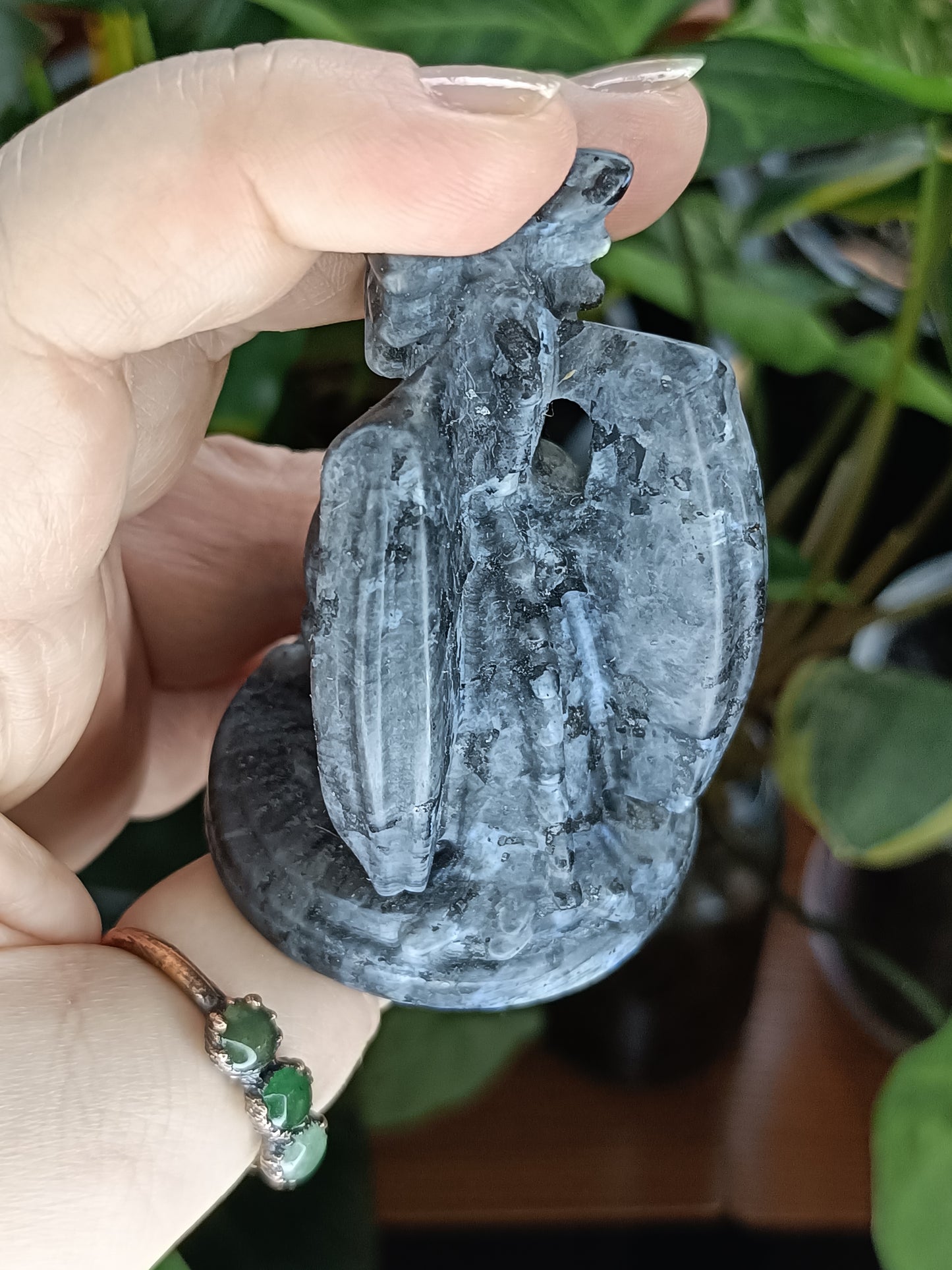Larvikite Guardian Dragon Carving - 100g