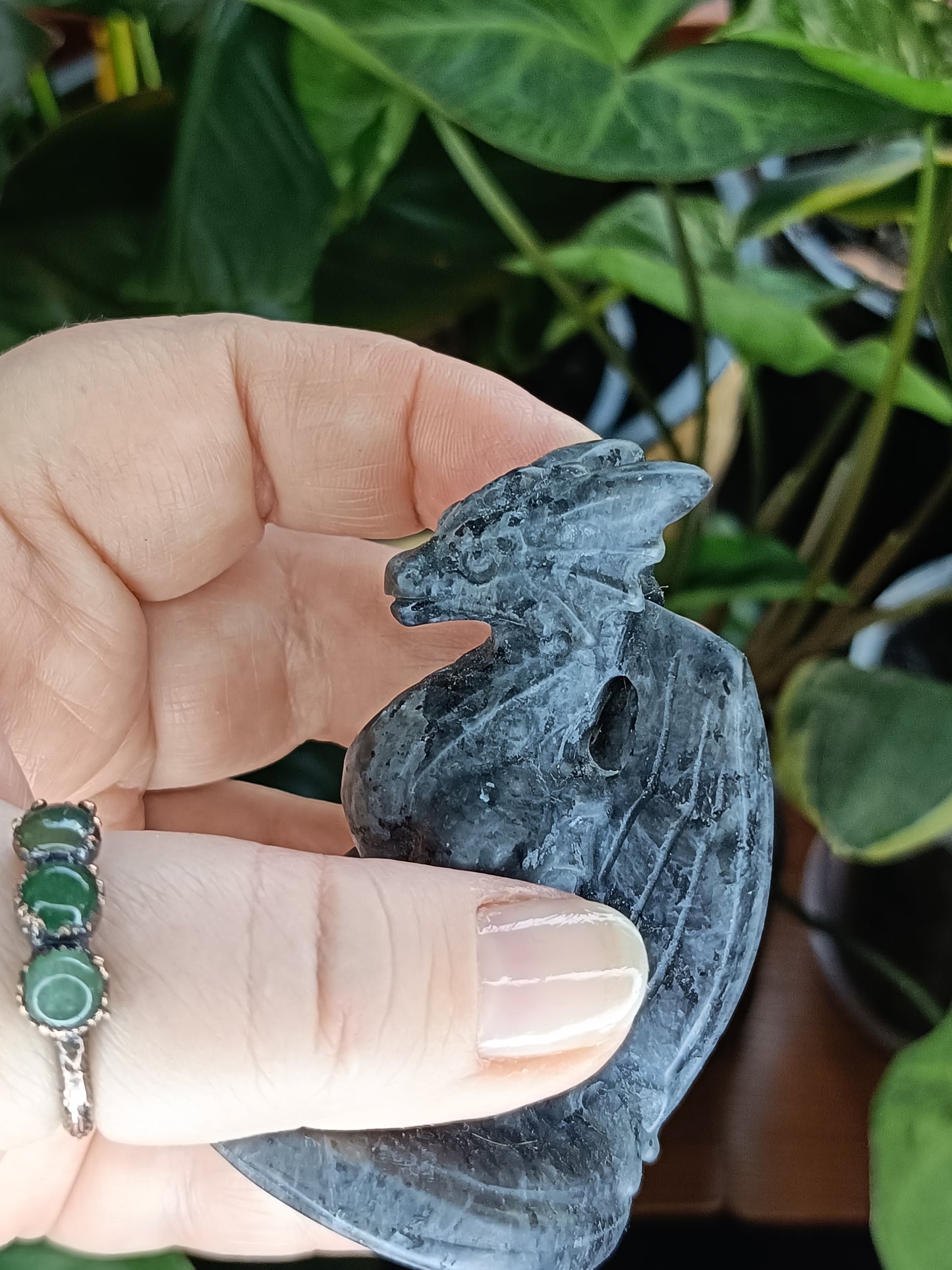Larvikite Guardian Dragon Carving - 100g