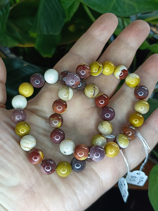 Australian Mookaite Round Beaded Stretch Bracelet - 10mm