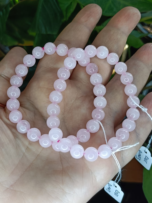 Rose Quartz Beaded Stretch Bracelet - 8mm
