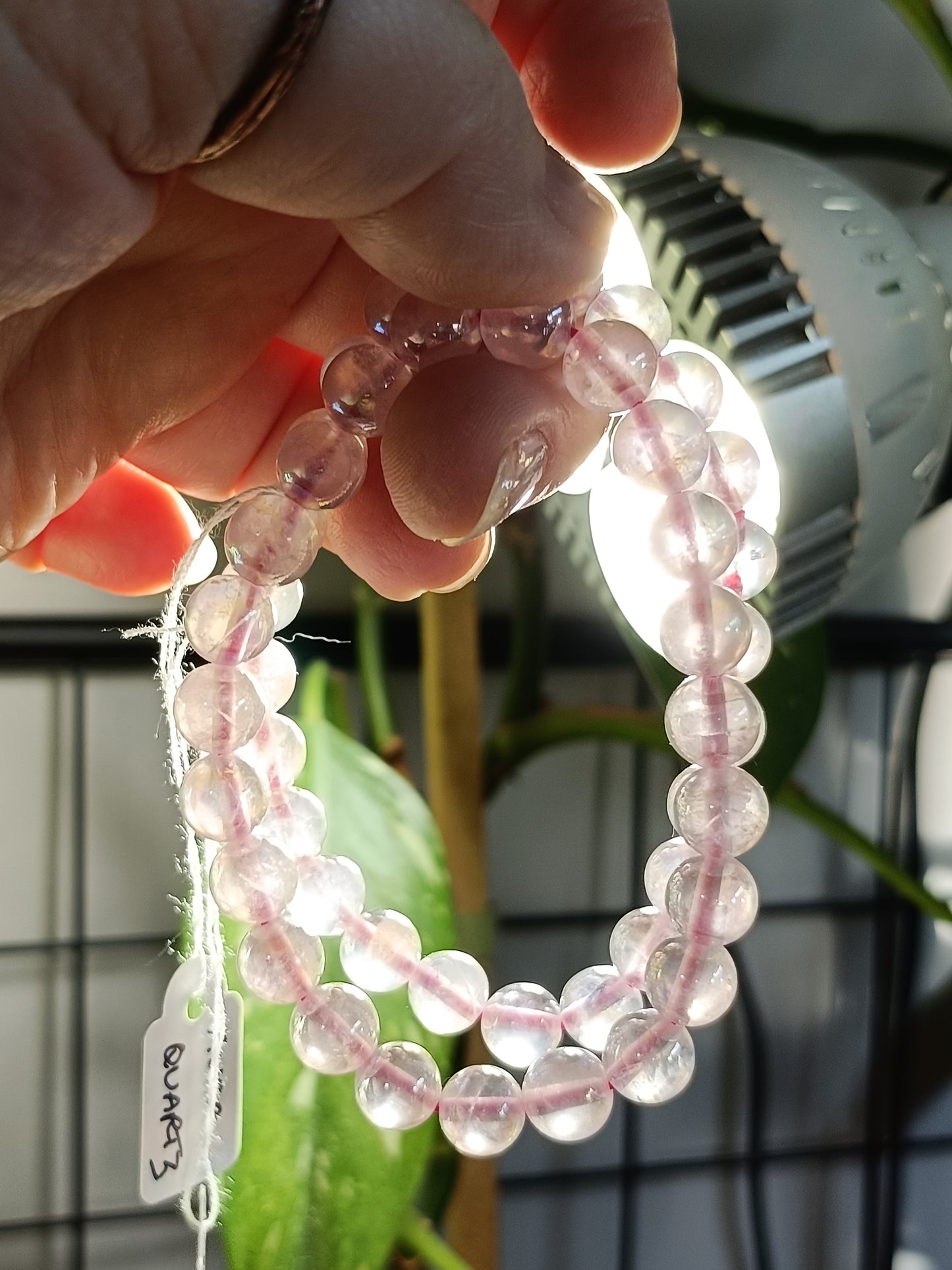 Aura Coated Clear Quartz Beaded Stretch Bracelet - 8mm