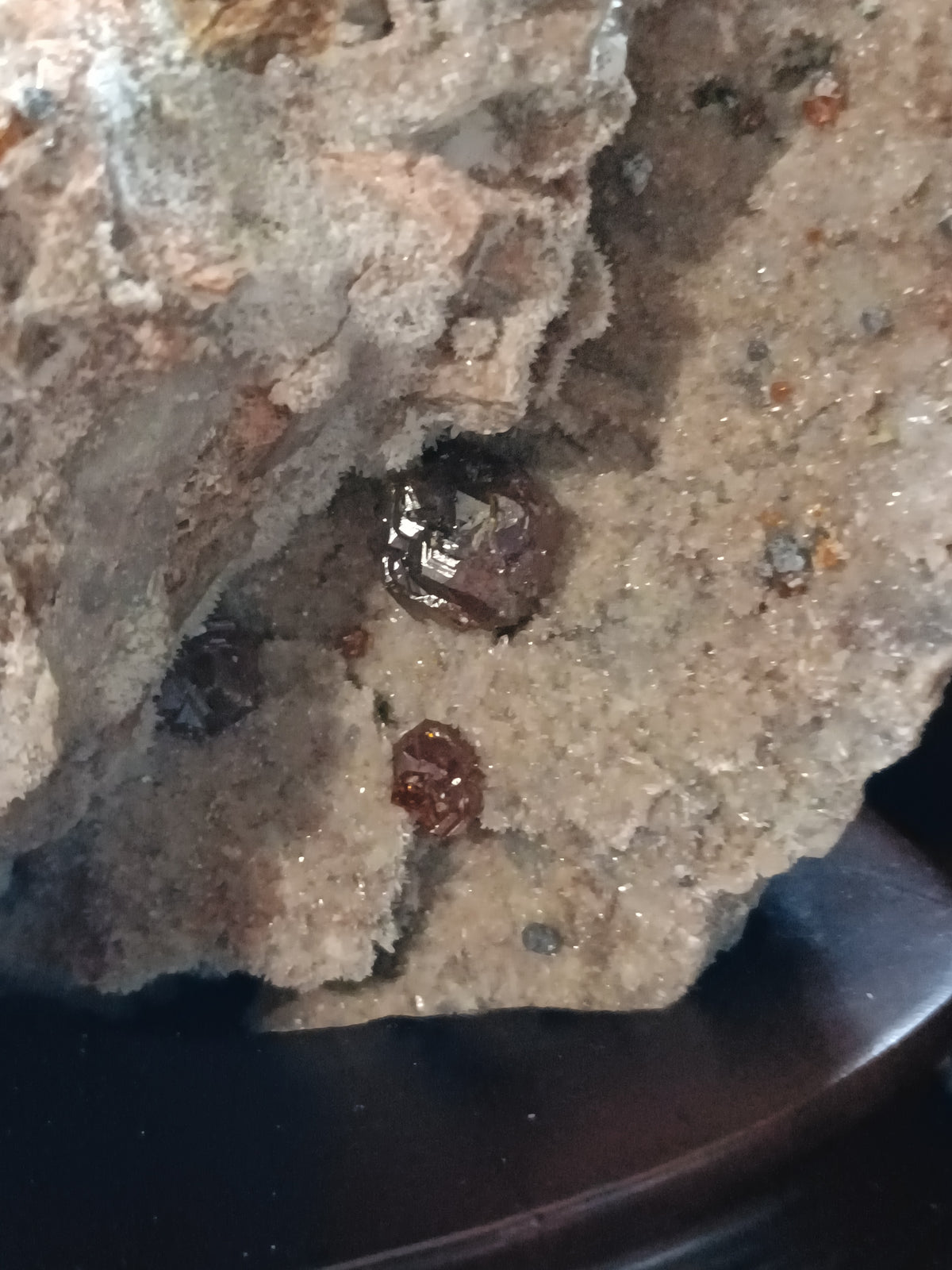 Hessonite Garnet Specimen + Custom Wood Stand - 7568g