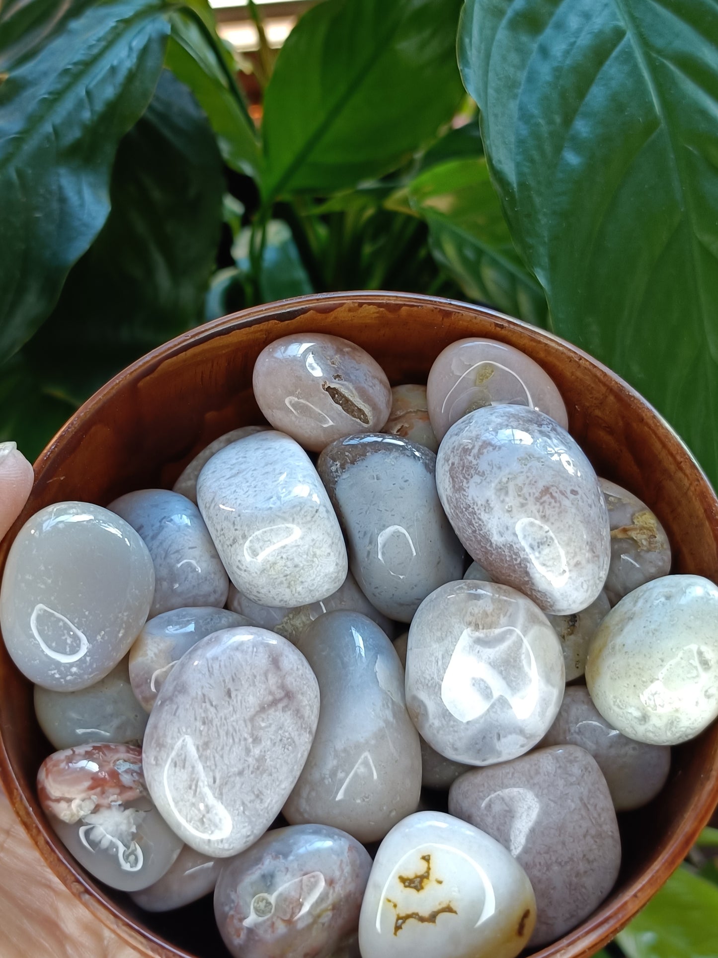 Pink Amethyst & Flower Agate Tumbles - 50g