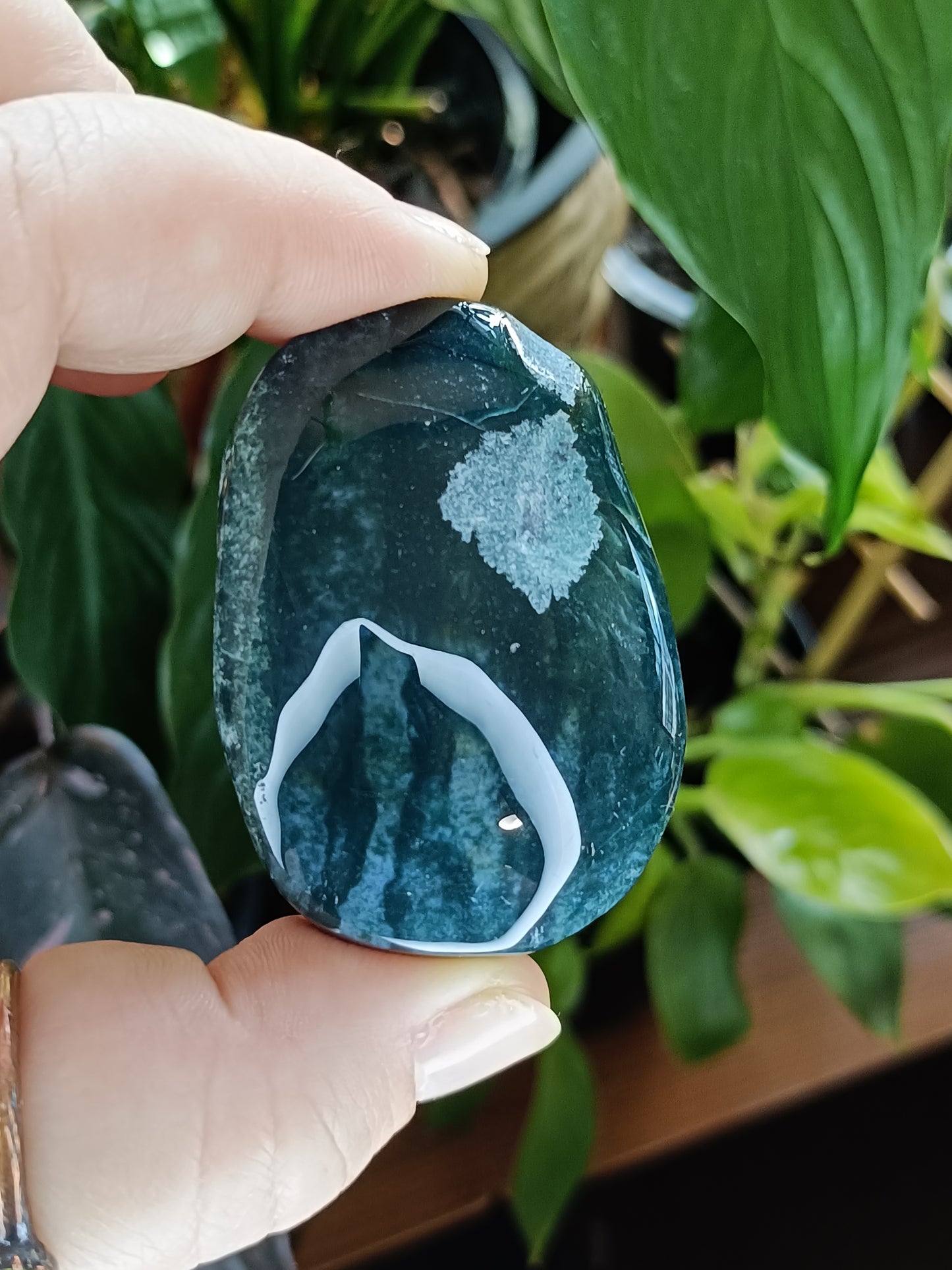Moss Agate Palm Stone - 40-70g