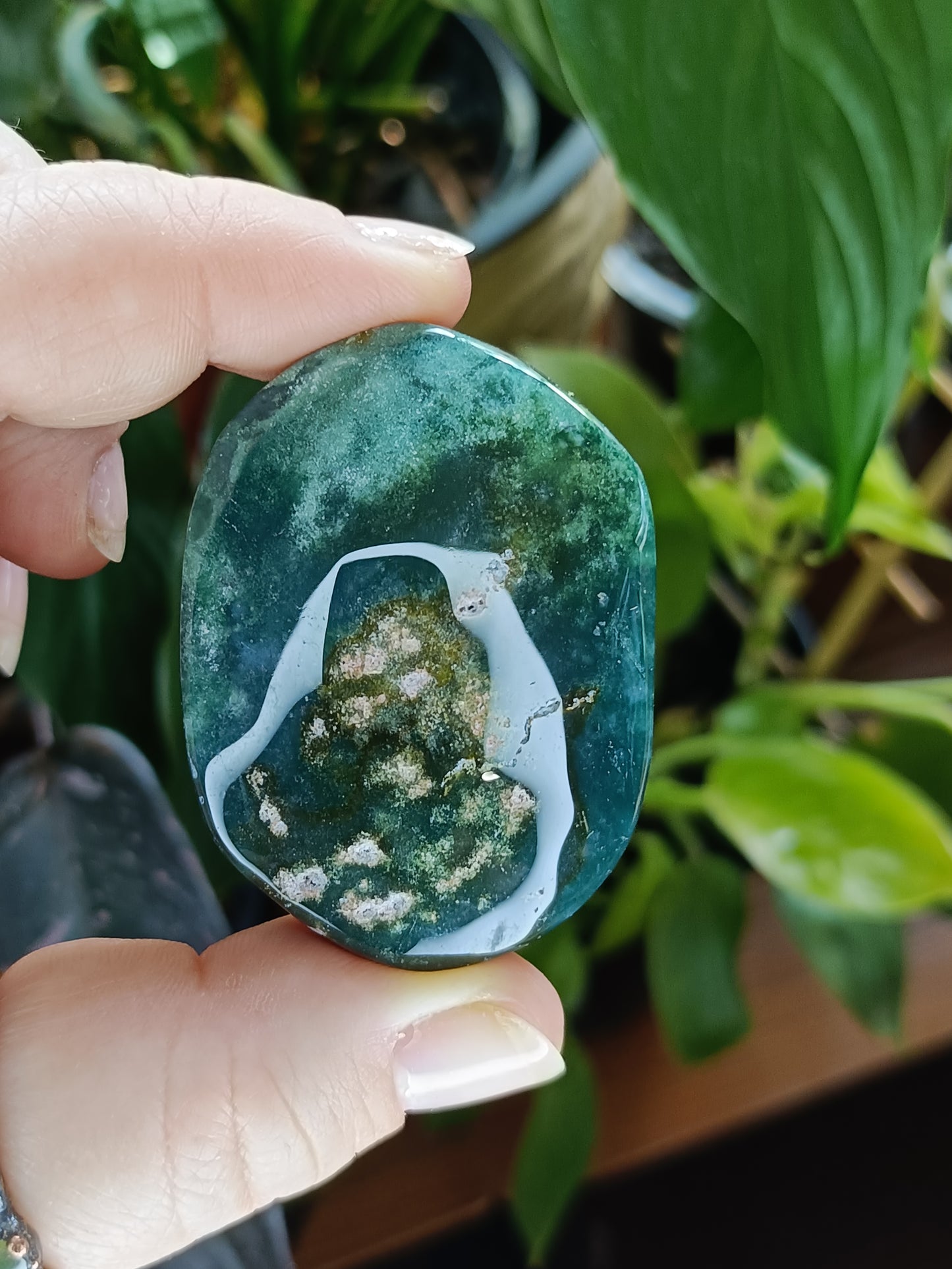 Moss Agate Palm Stone - 40-70g