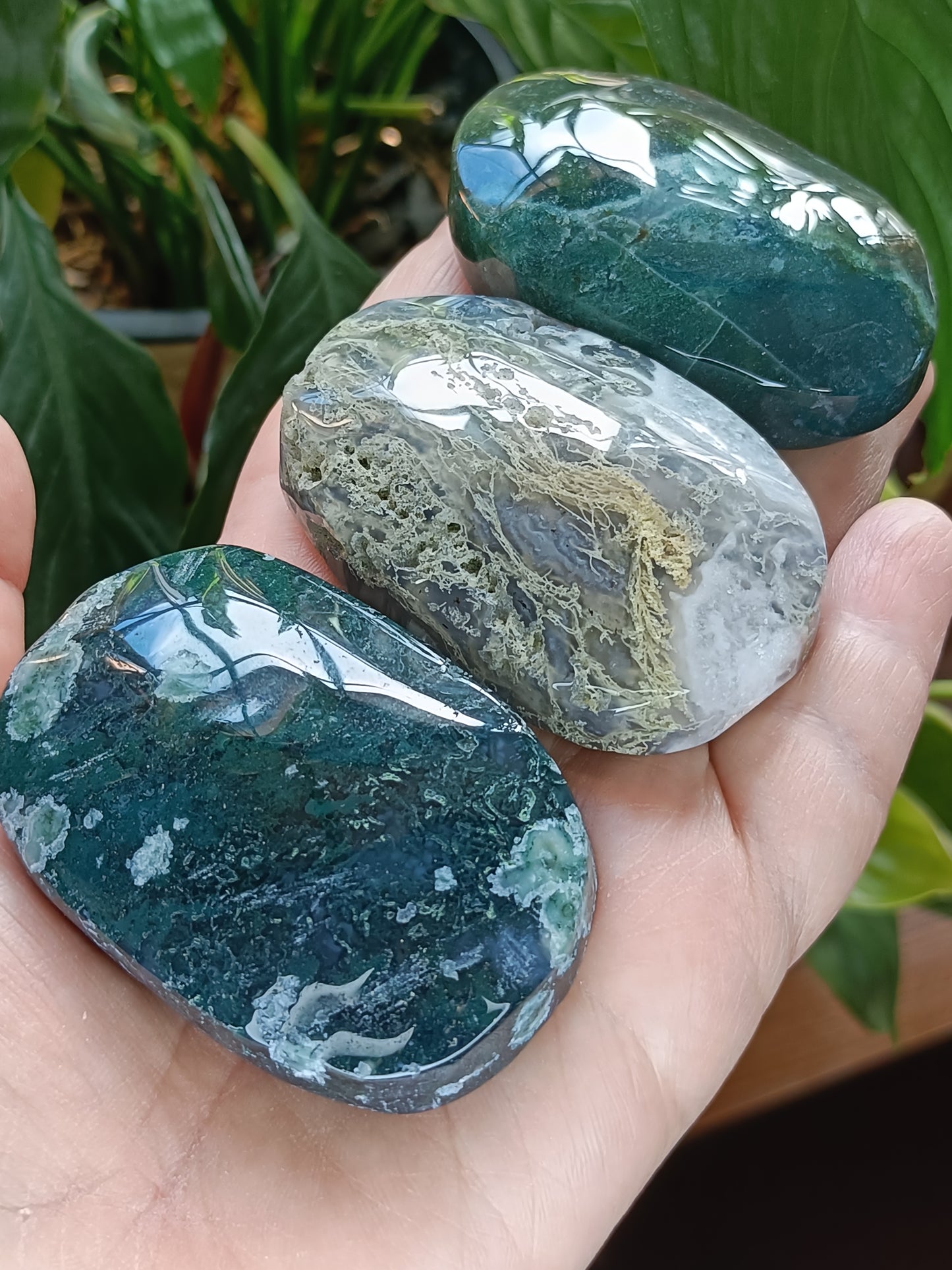 Moss Agate Palm Stone - 100-120g