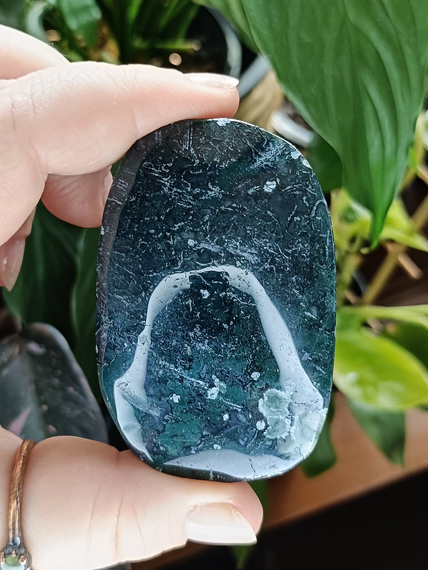 Moss Agate Palm Stone - 100-120g