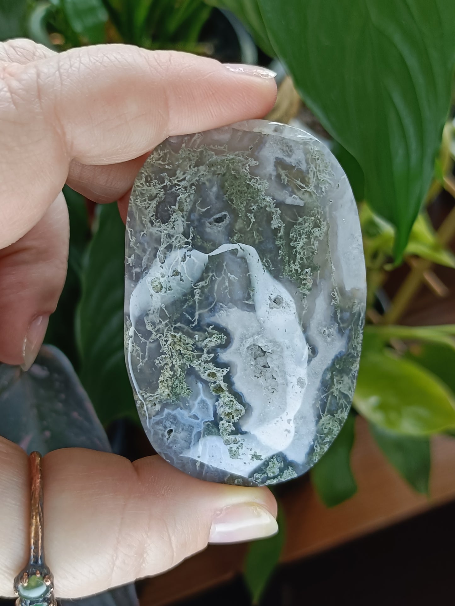 Moss Agate Palm Stone - 100-120g