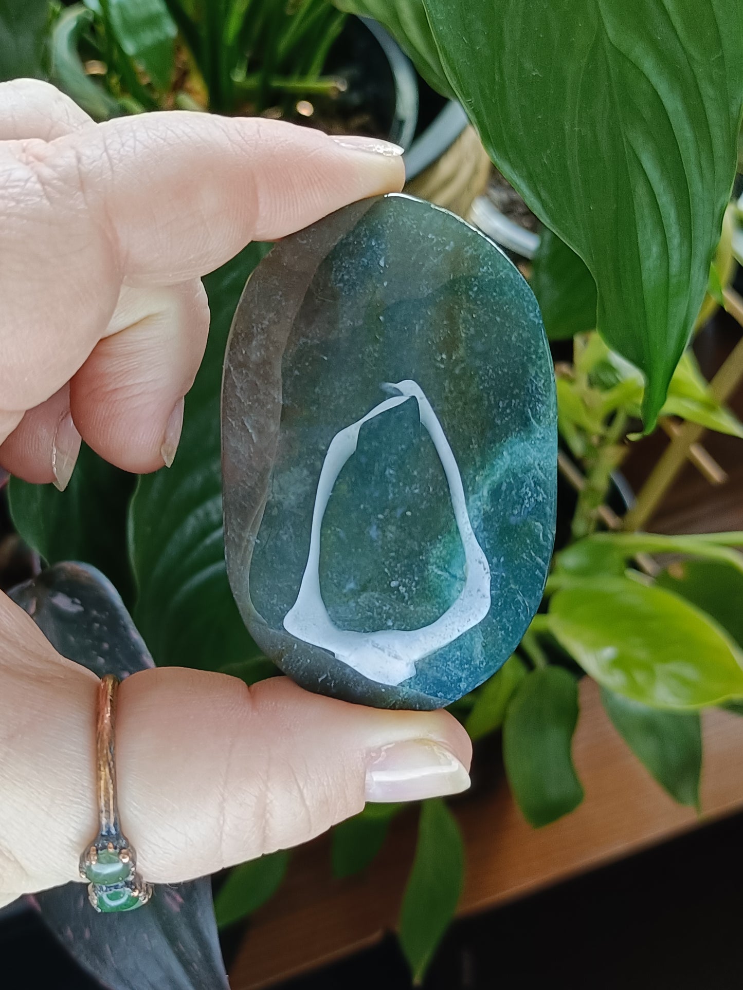 Moss Agate Palm Stone - 100-120g