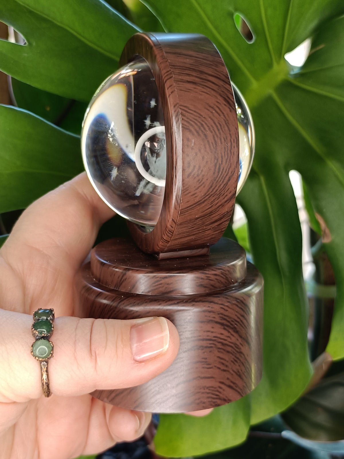 Spinning Jarrah Tone LED Sphere Holder