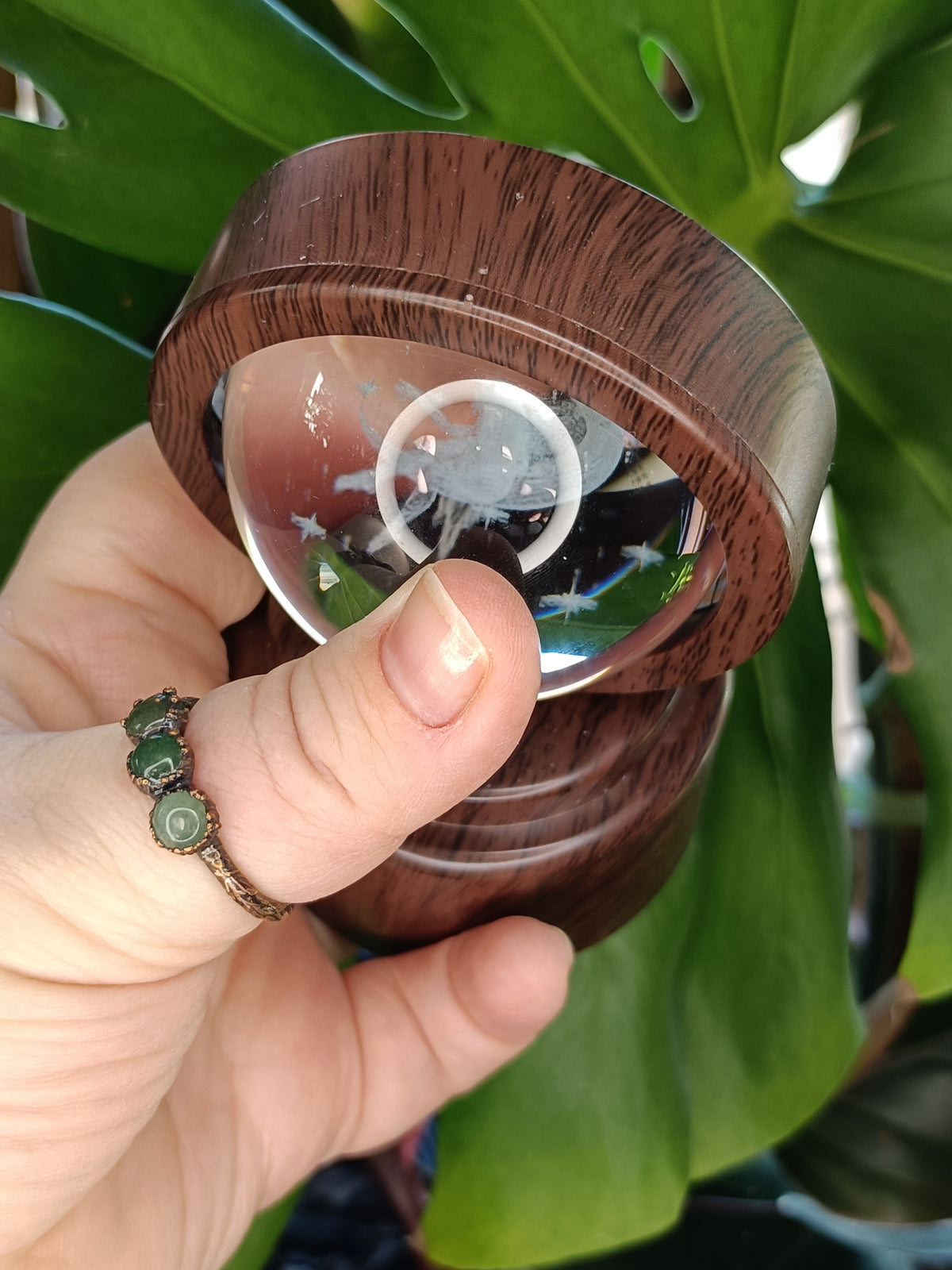 Spinning Jarrah Tone LED Sphere Holder