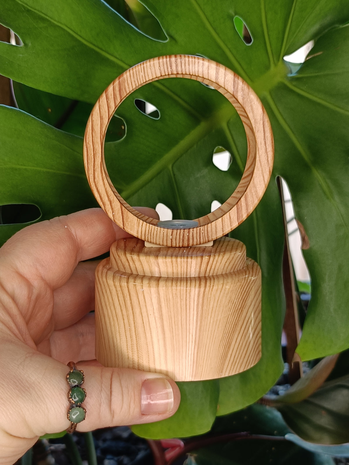 Spinning Beech Tone LED Sphere Holder