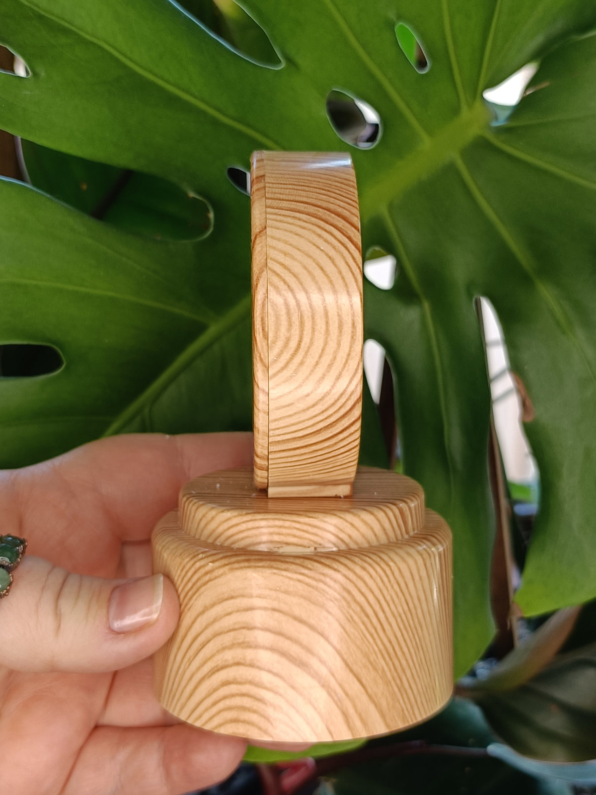 Spinning Beech Tone LED Sphere Holder