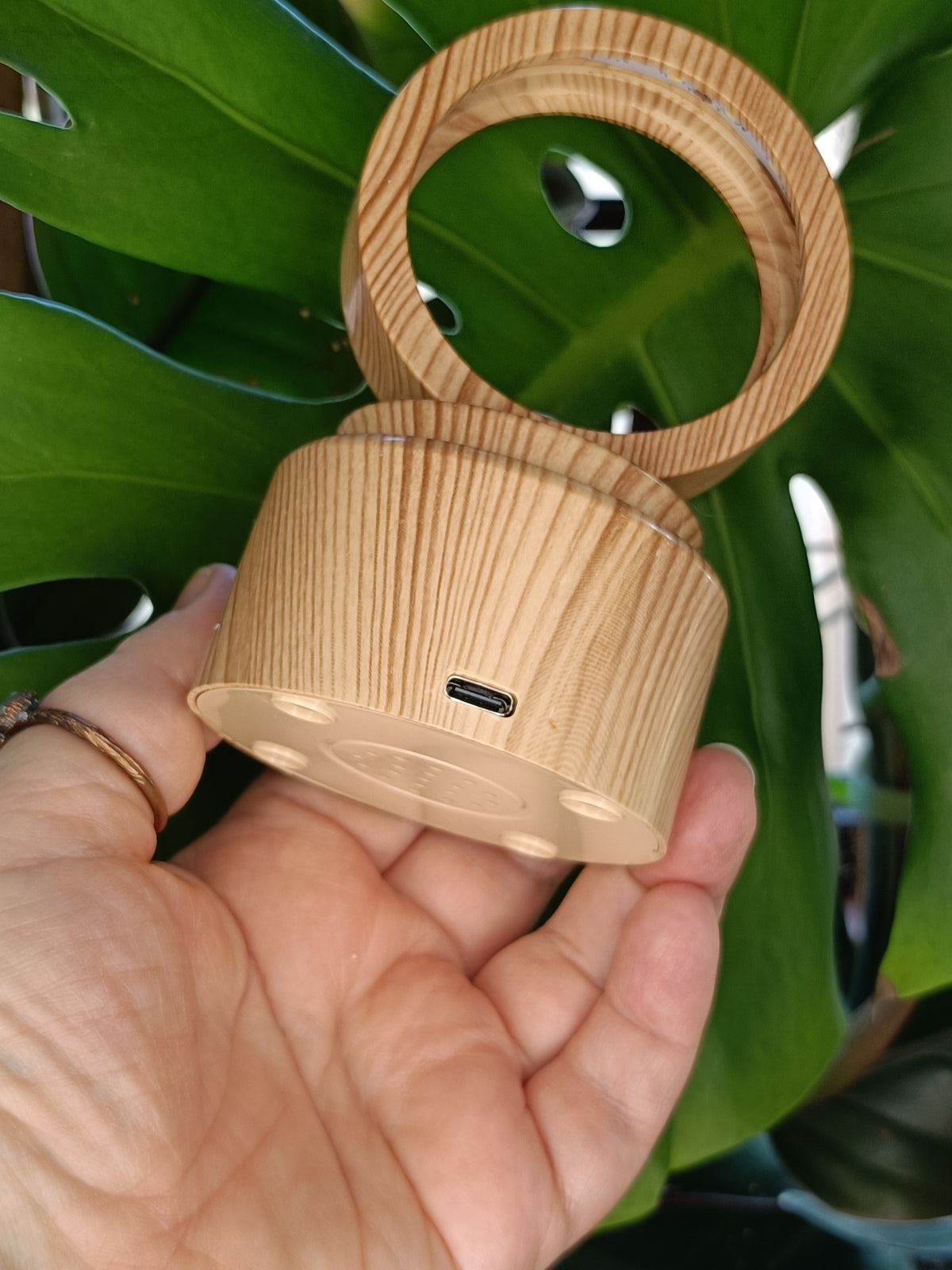 Spinning Beech Tone LED Sphere Holder