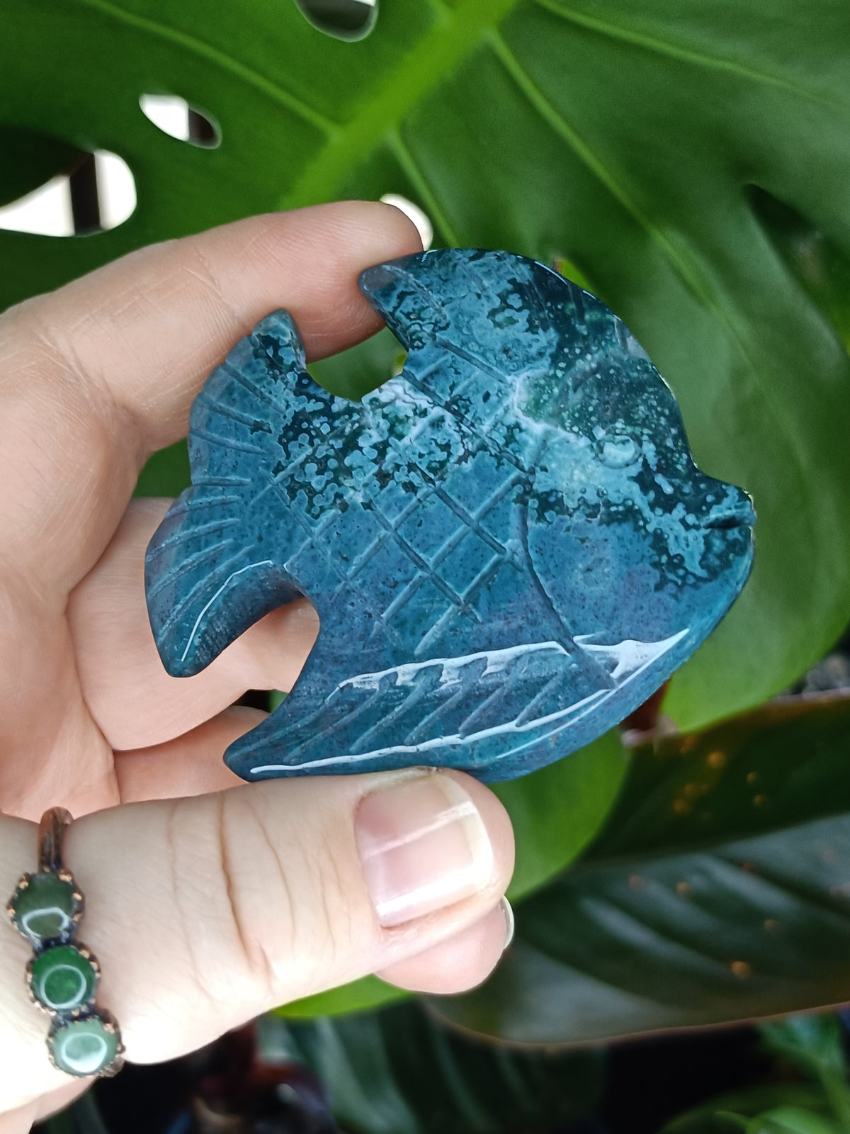 Sea Jasper Angel Fish Carving - 64g