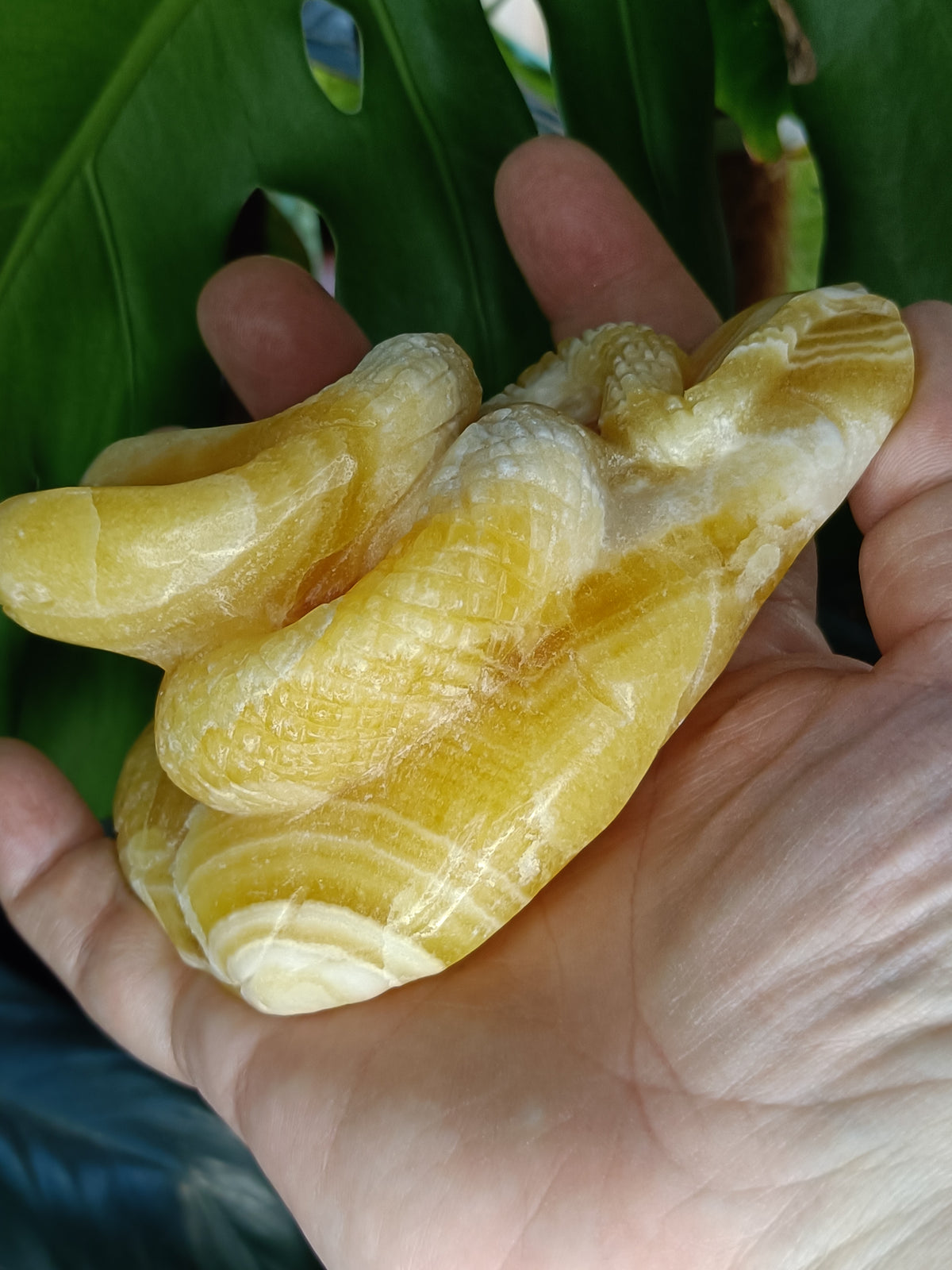 Orange Calcite Two-Headed Snake Carving - 399g