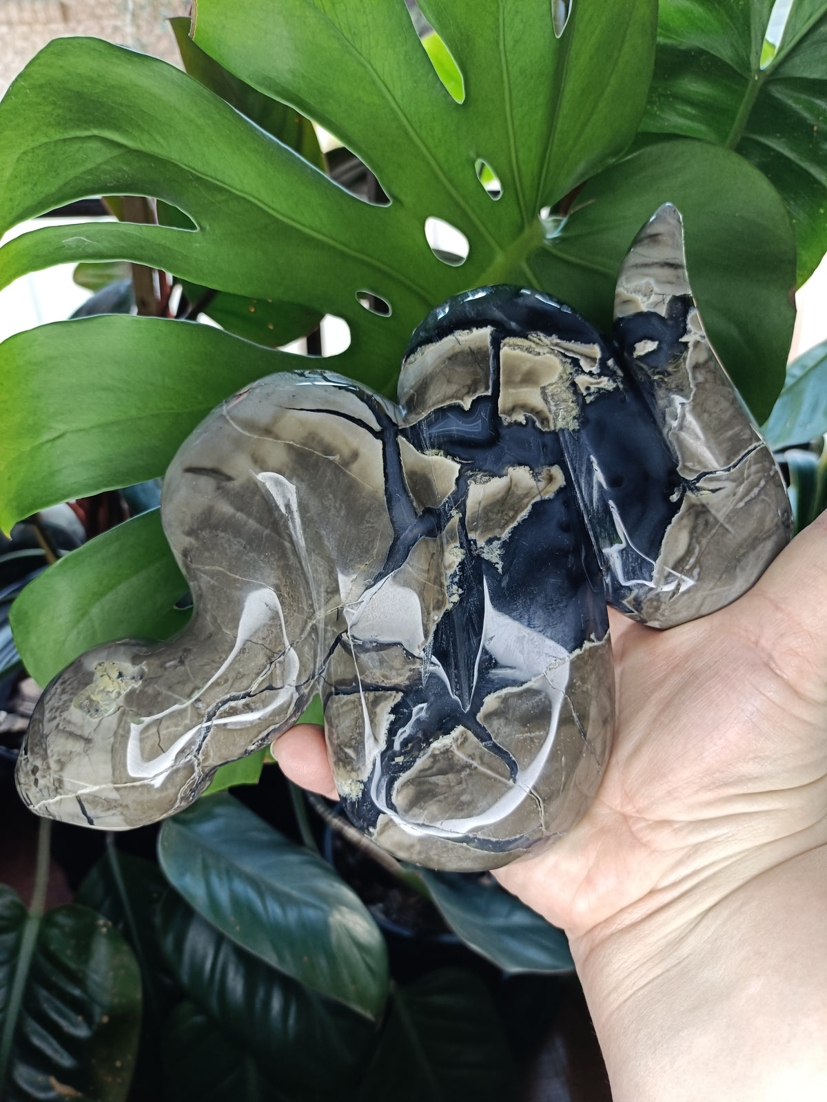 Volcanic Agate Snake Carving - 1400g