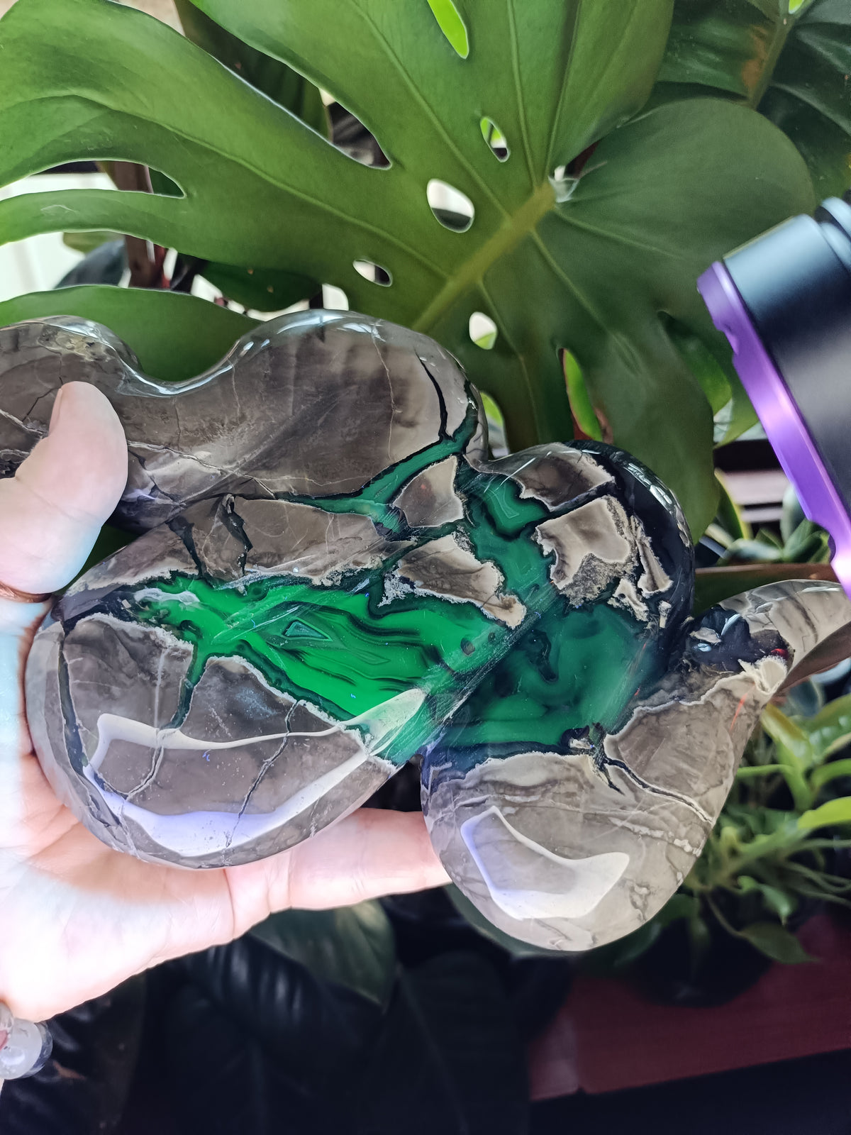 Volcanic Agate Snake Carving - 1400g