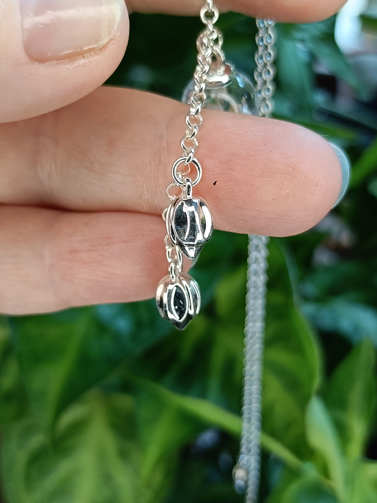 Clear Quartz Orb Dangle Pendant Necklace - Silver-Plated Copper