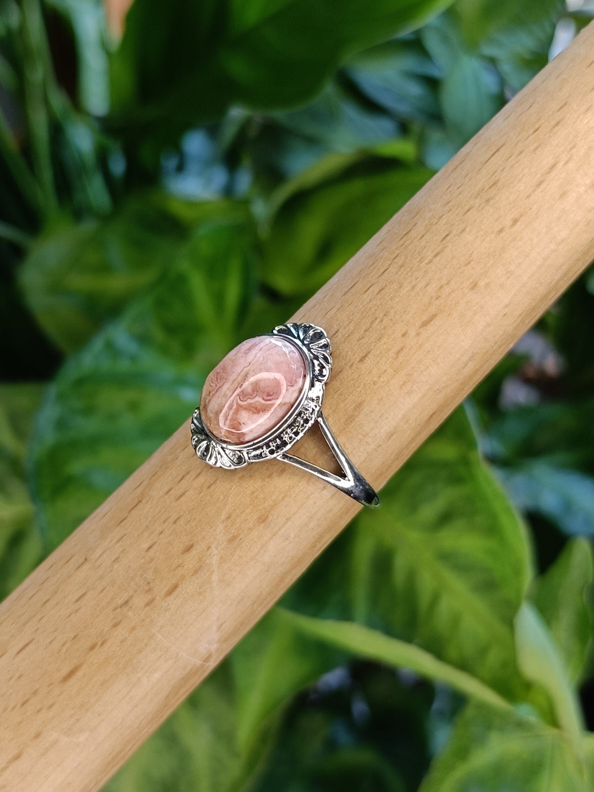 Rhodochrosite Ring - Silver-Plated Copper
