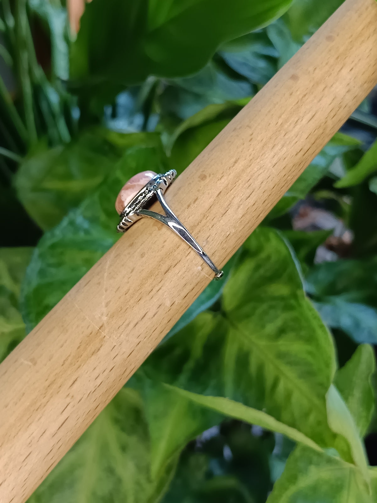 Rhodochrosite Ring - Silver-Plated Copper