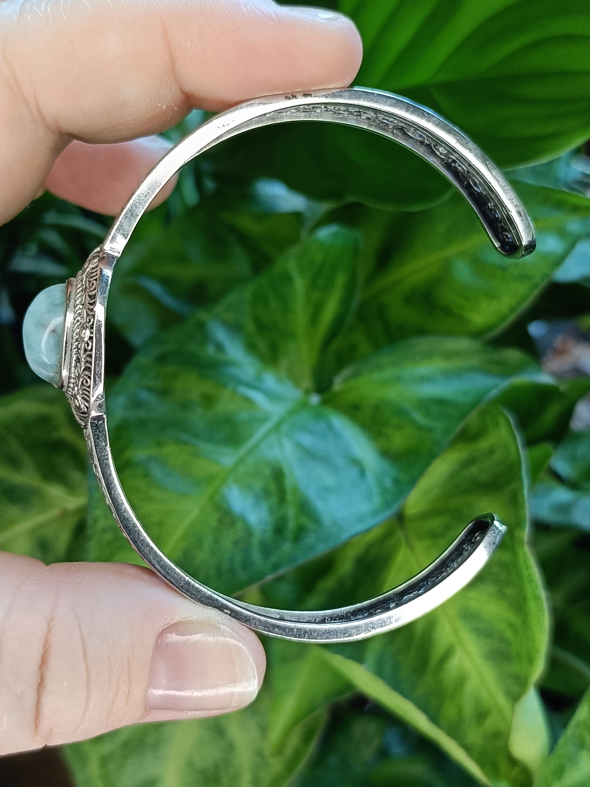 Larimar Filigree Bangle - Silver-Plated Copper