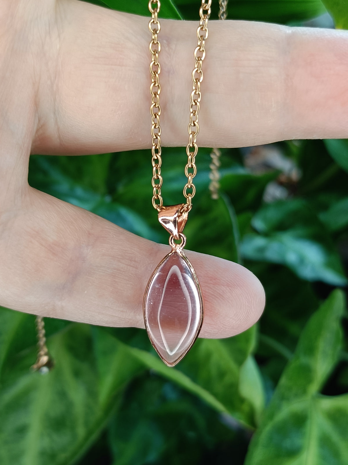 Pale Amethyst Stone Pendant Necklace - Rose-Gold Plated Copper