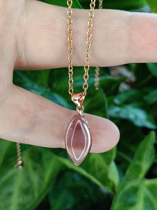 Pale Amethyst Stone Pendant Necklace - Rose-Gold Plated Copper