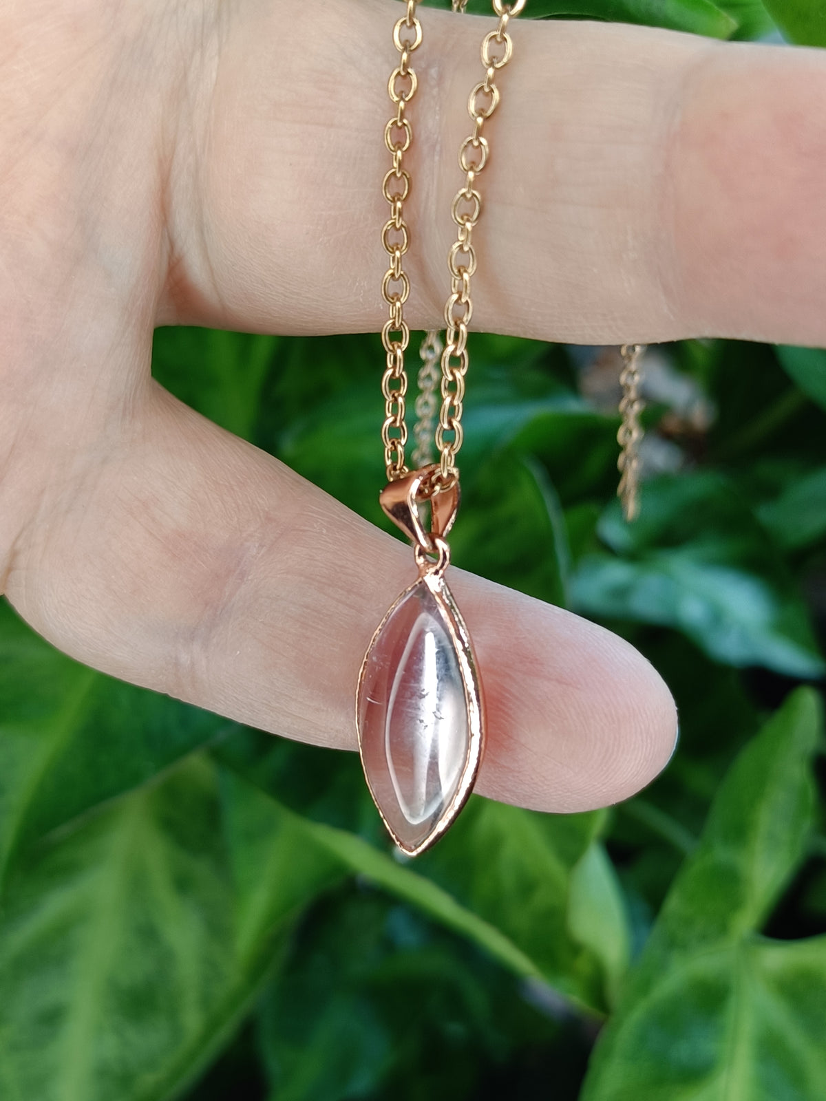 Pale Amethyst Stone Pendant Necklace - Rose-Gold Plated Copper