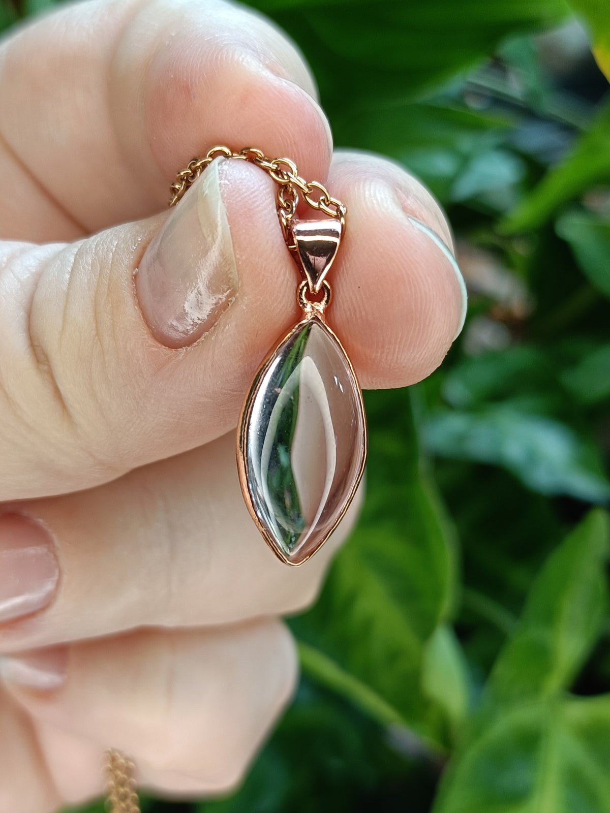 Pale Amethyst Stone Pendant Necklace - Rose-Gold Plated Copper