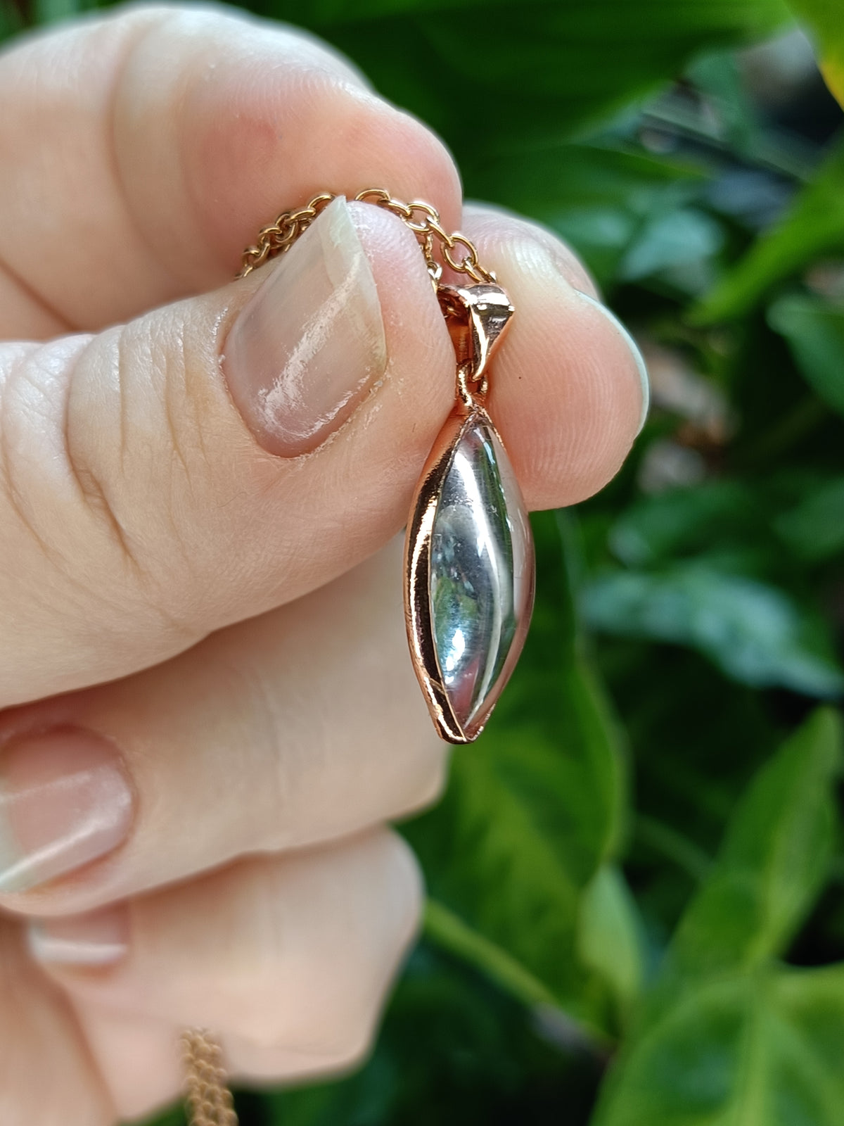 Pale Amethyst Stone Pendant Necklace - Rose-Gold Plated Copper