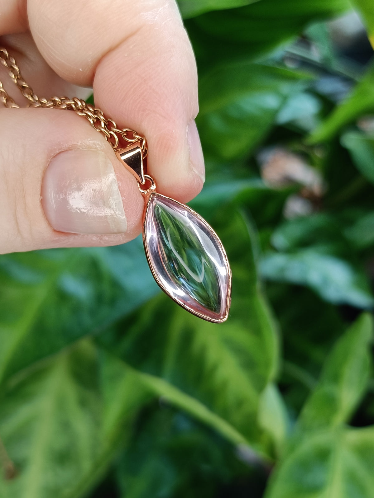 Pale Amethyst Stone Pendant Necklace - Rose-Gold Plated Copper