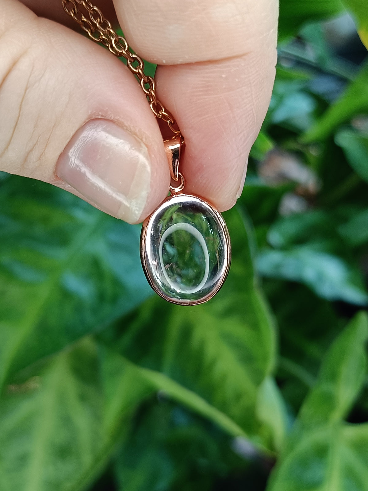 Pale Amethyst Stone Pendant Necklace - Rose-Gold Plated Copper