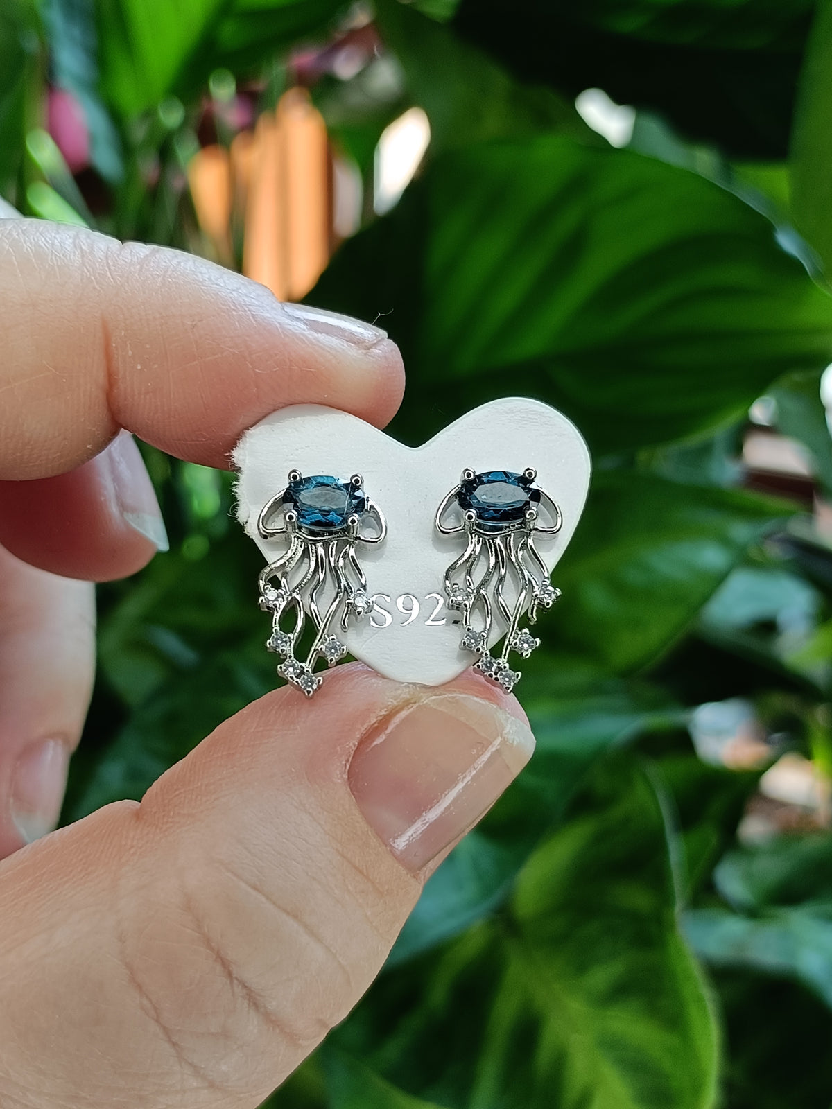 Blue Topaz Jellyfish Earrings - Silver-Plated Copper