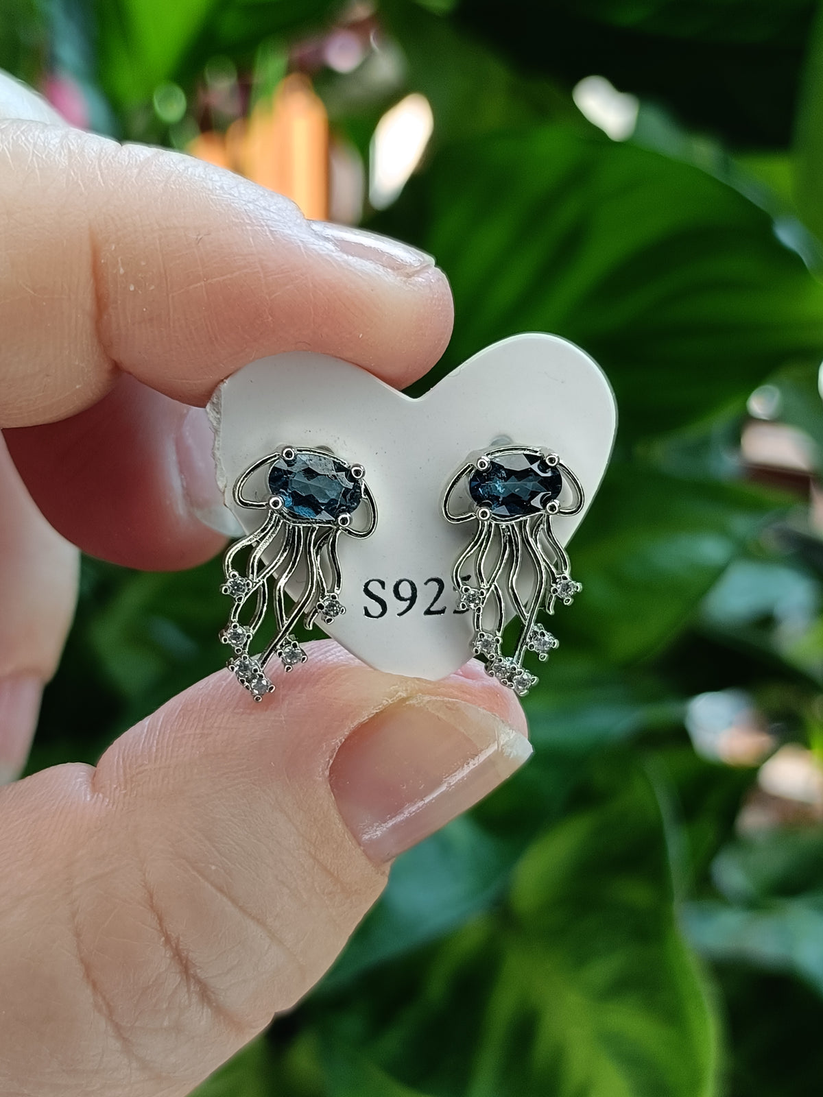 Blue Topaz Jellyfish Earrings - Silver-Plated Copper