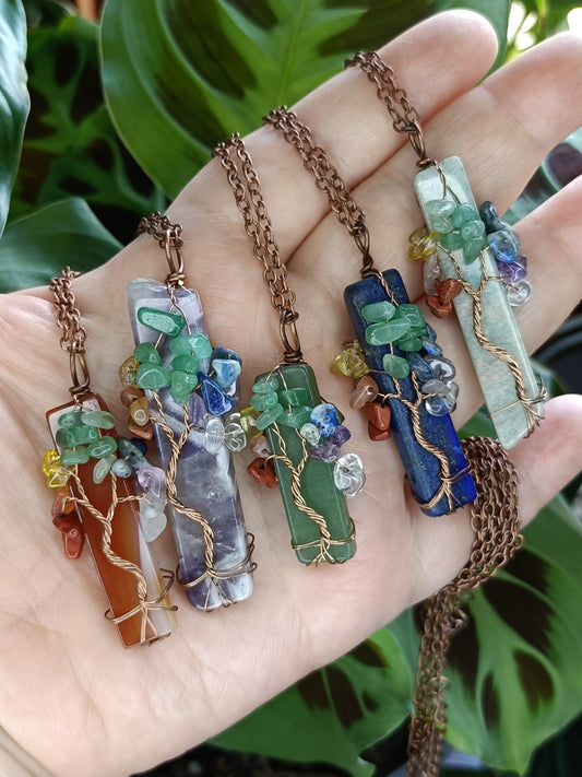 Tree of Life Pendant - Copper Wire & Alloy Chain