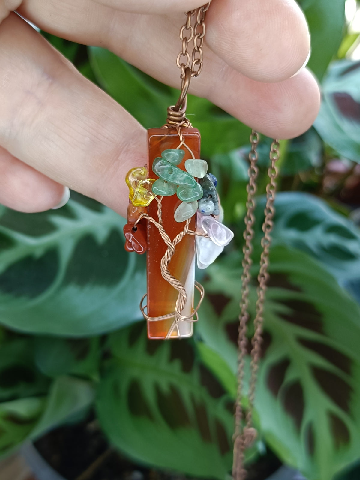Tree of Life Pendant - Copper Wire & Alloy Chain