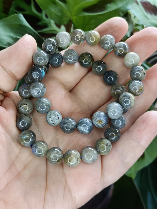 Labradorite Round Beaded Stretch Bracelet - 10mm