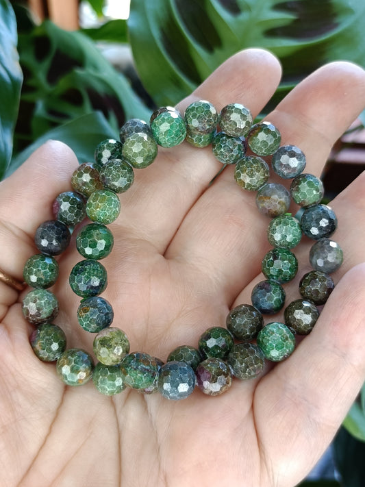 Faceted Ruby Fuchsite Beaded Stretch Bracelet - 8mm