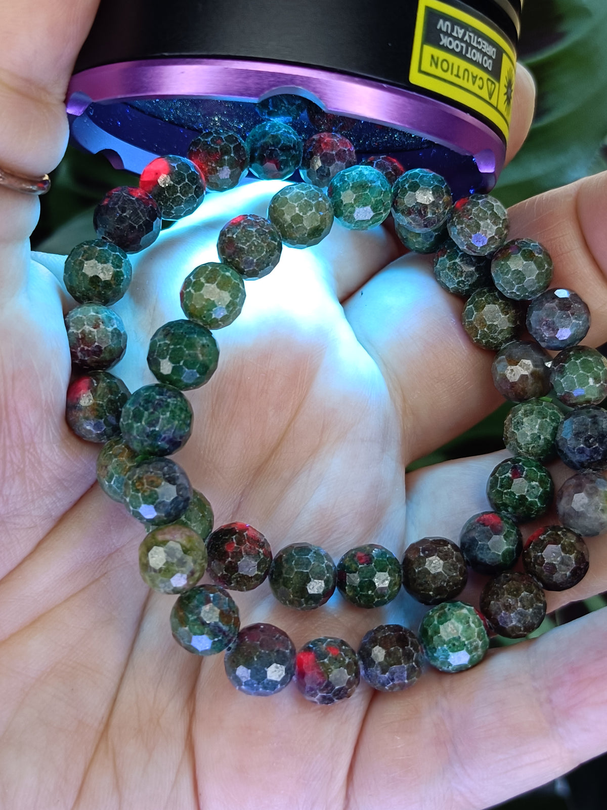 Faceted Ruby Fuchsite Beaded Stretch Bracelet - 8mm