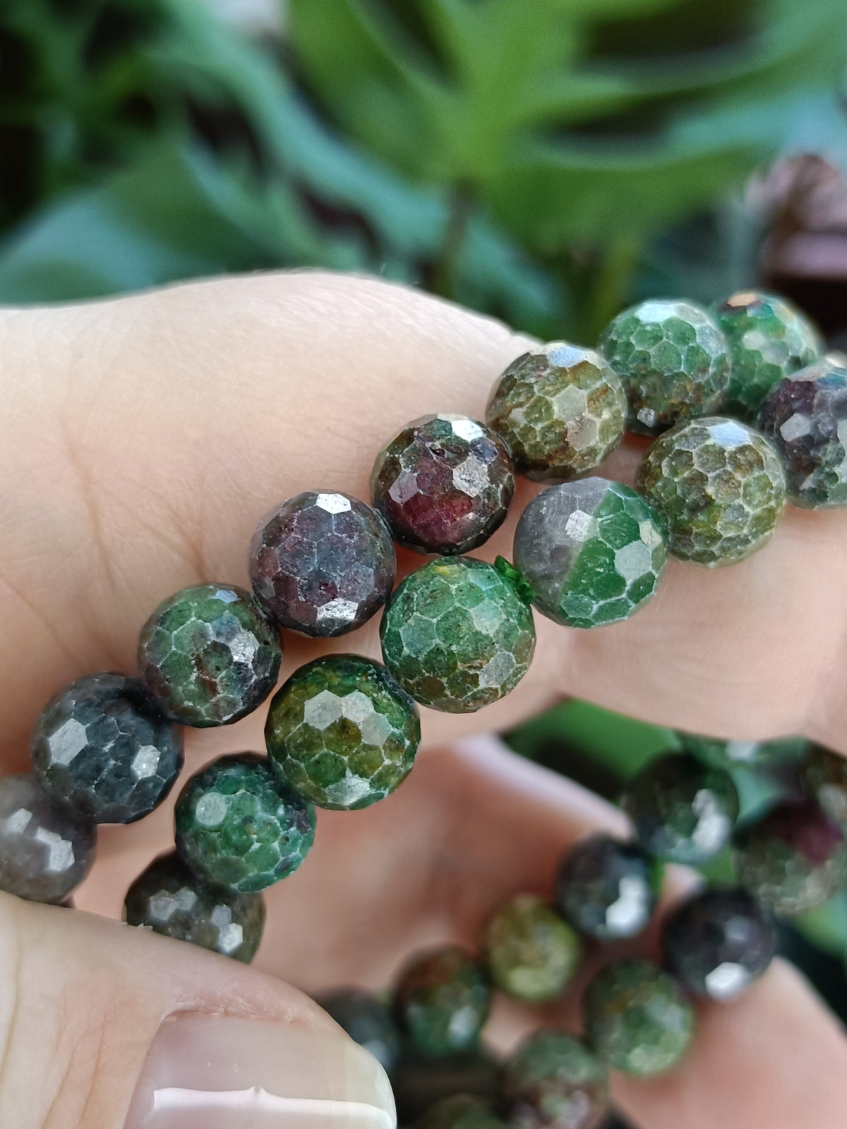 Faceted Ruby Fuchsite Beaded Stretch Bracelet - 8mm