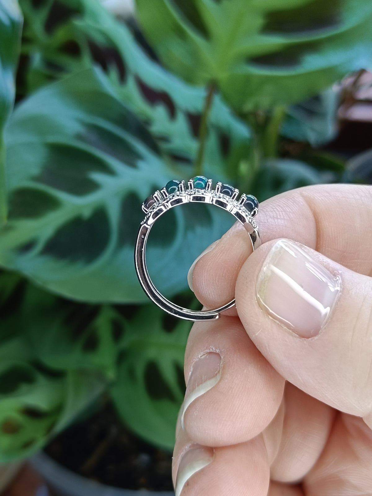 Ethiopian Opal Ring - Silver-Plated Copper