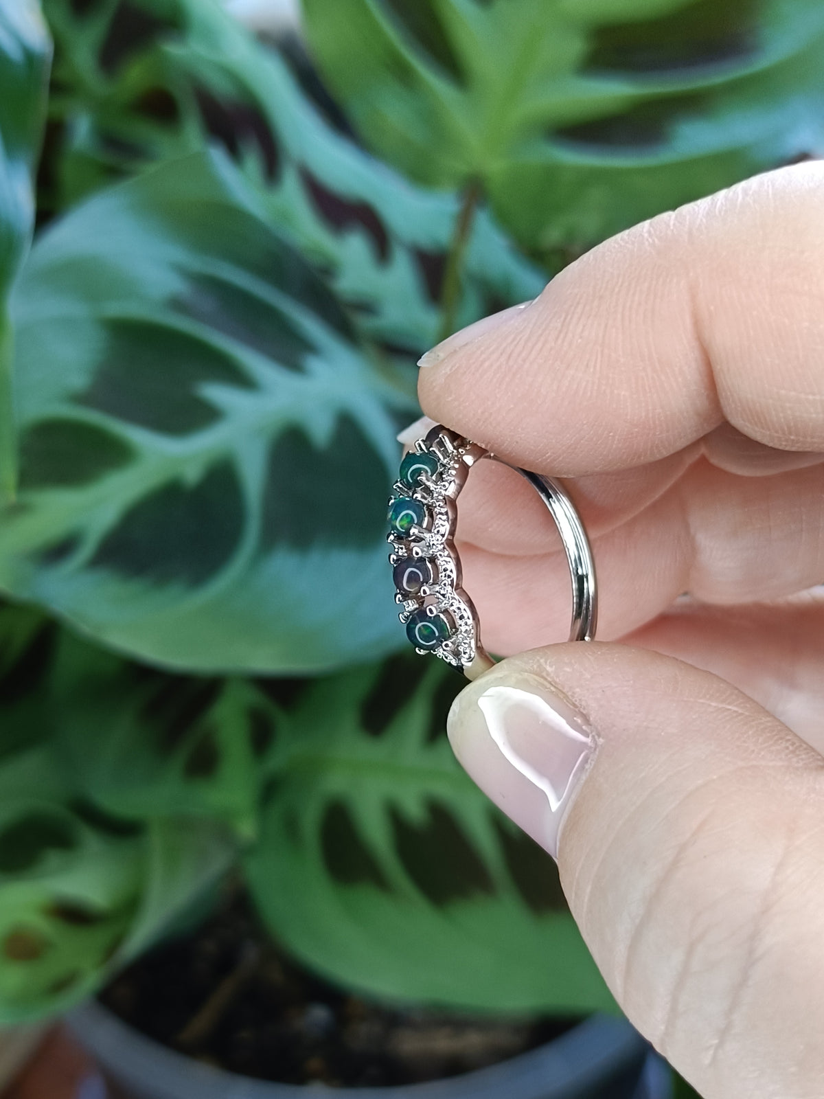 Ethiopian Opal Ring - Silver-Plated Copper