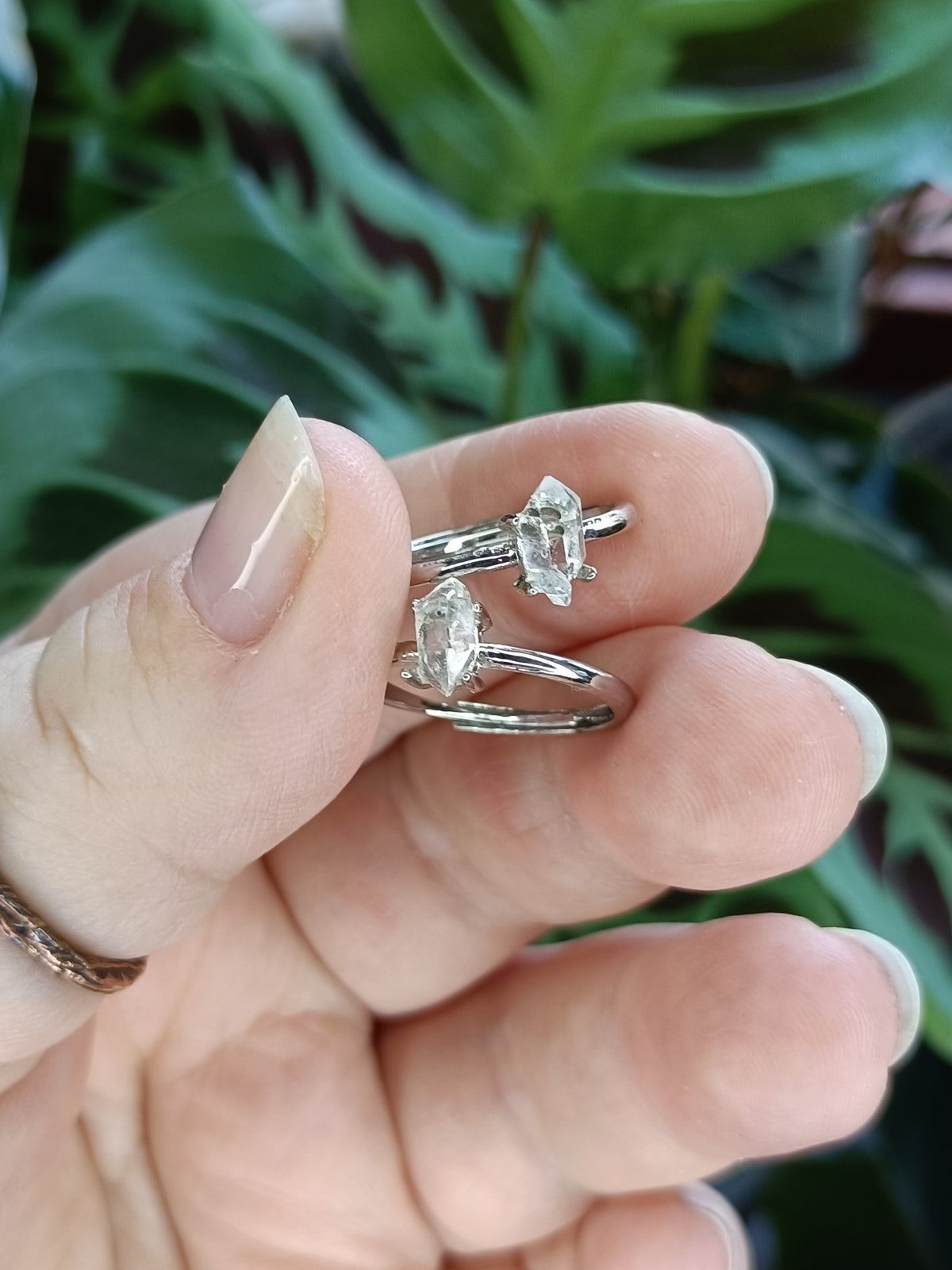 Herkimer Quartz Ring - Silver-Plated Copper