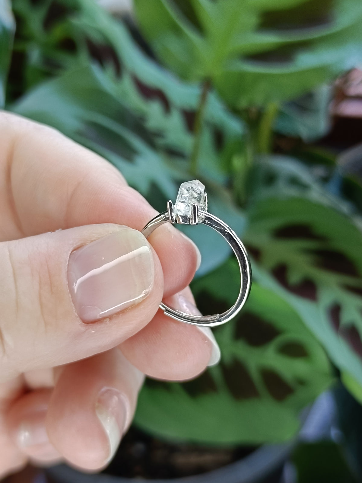 Herkimer Quartz Ring - Silver-Plated Copper